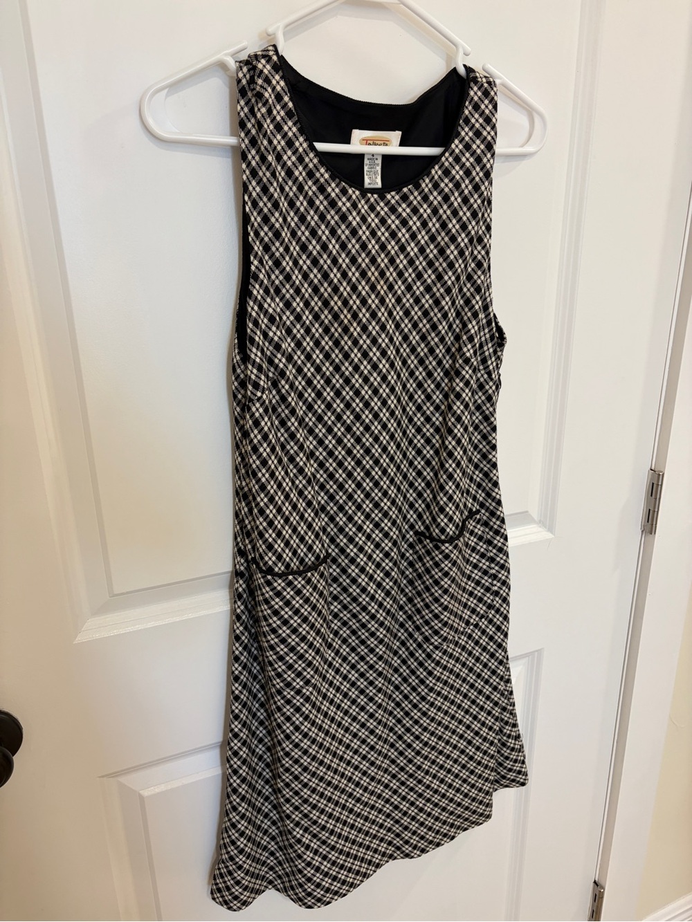 Vintage Talbots Black and White Plaid Sleeveless Midi Dress